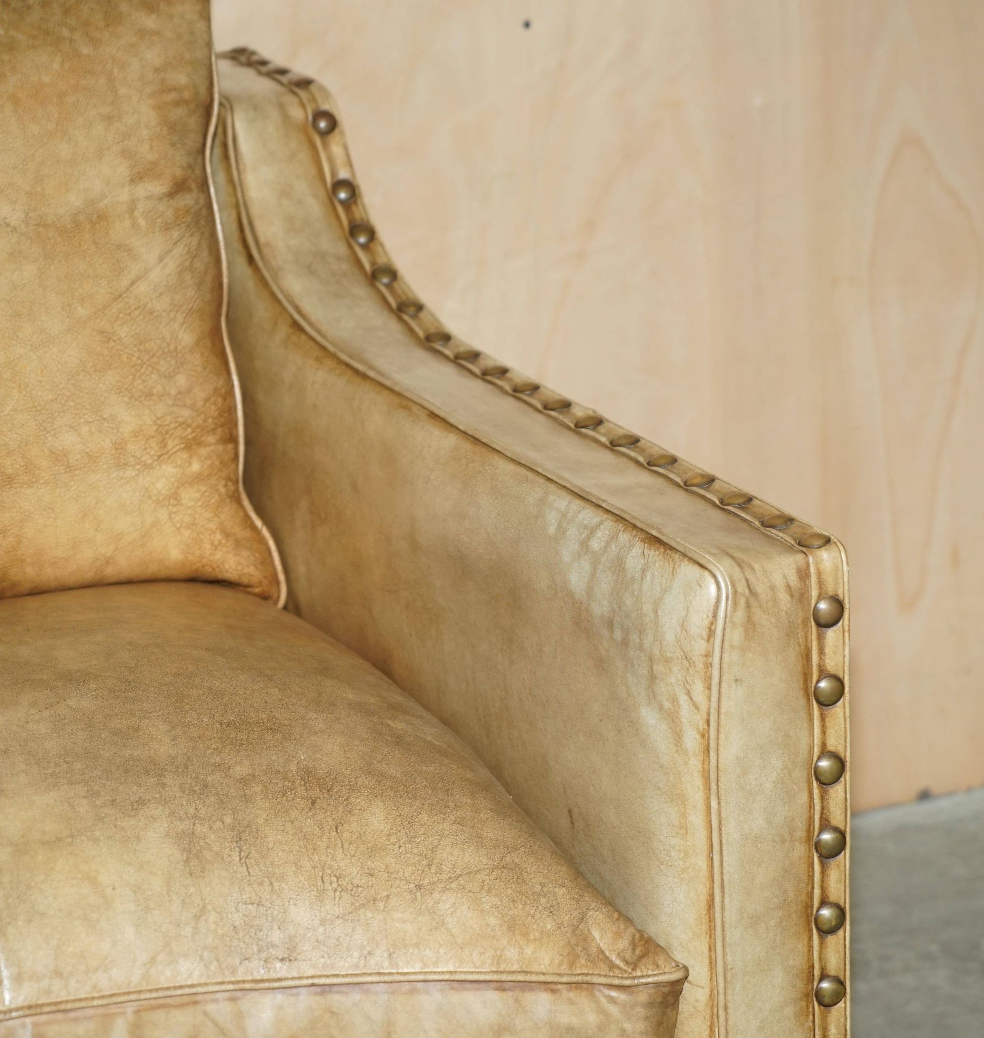 Edwardian Style Leather Two-Seater Sofa with Studs