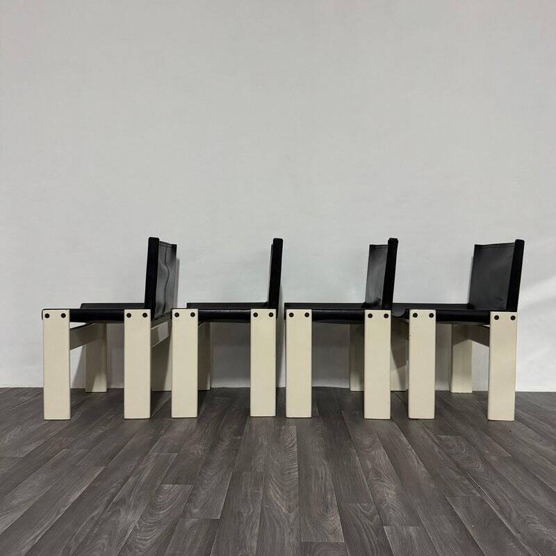 Monk Chairs attributed to Afra & Tobia Scarpa for Molteni&C, 1980s, Set of 4