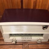 Old radio atlantic bakelite white & bordeaux red vintage #a533