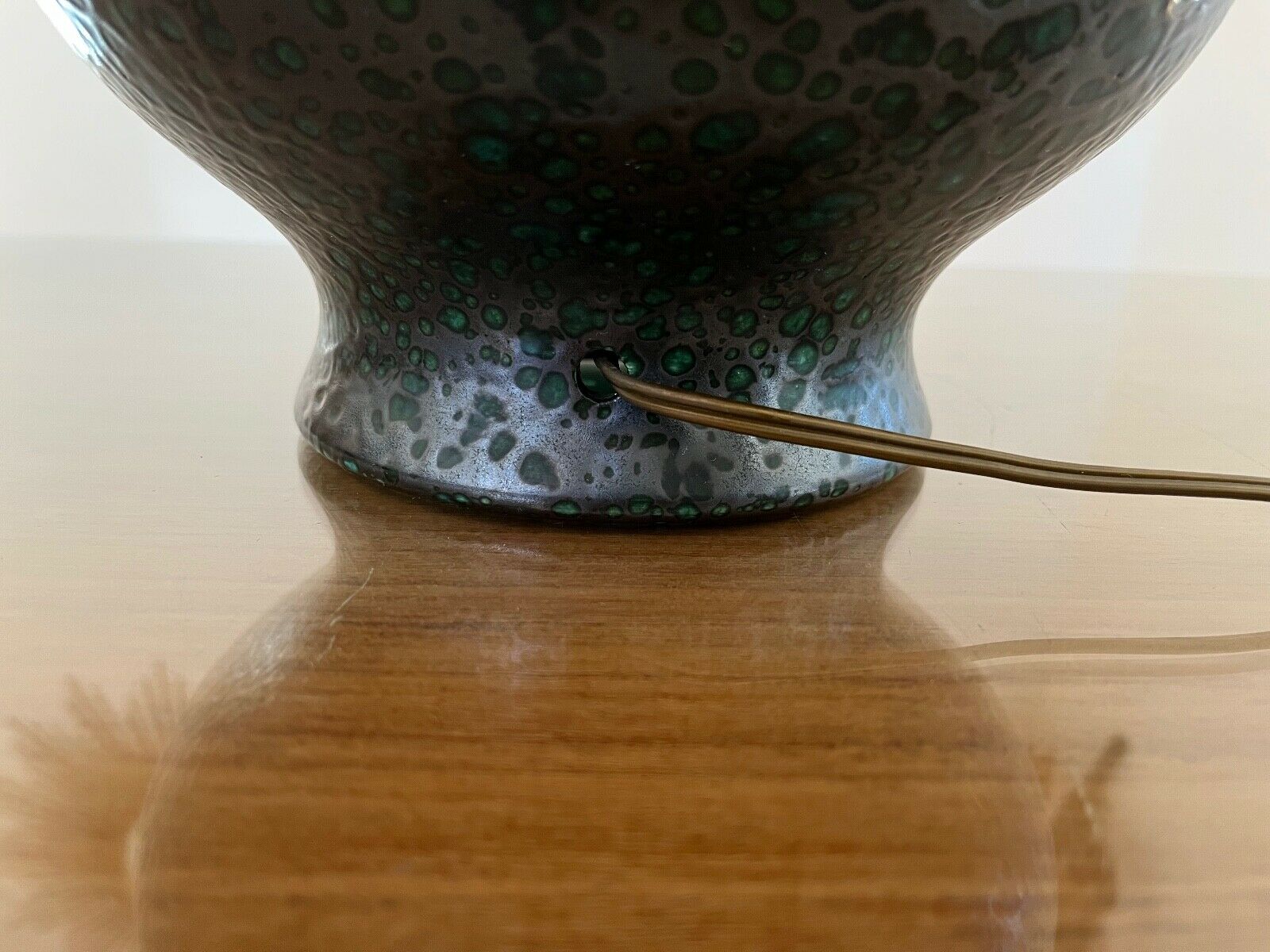 Lamp foot in gray ceramic speckled with green 50s 60s