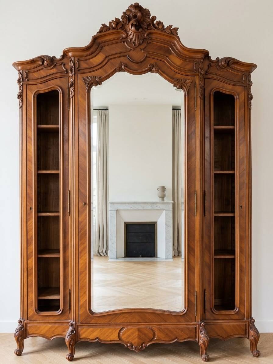 Large Louis XV style wooden bookcase.