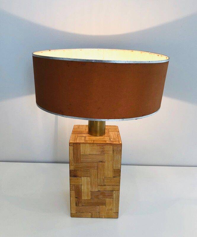 Straw marquetry lamp