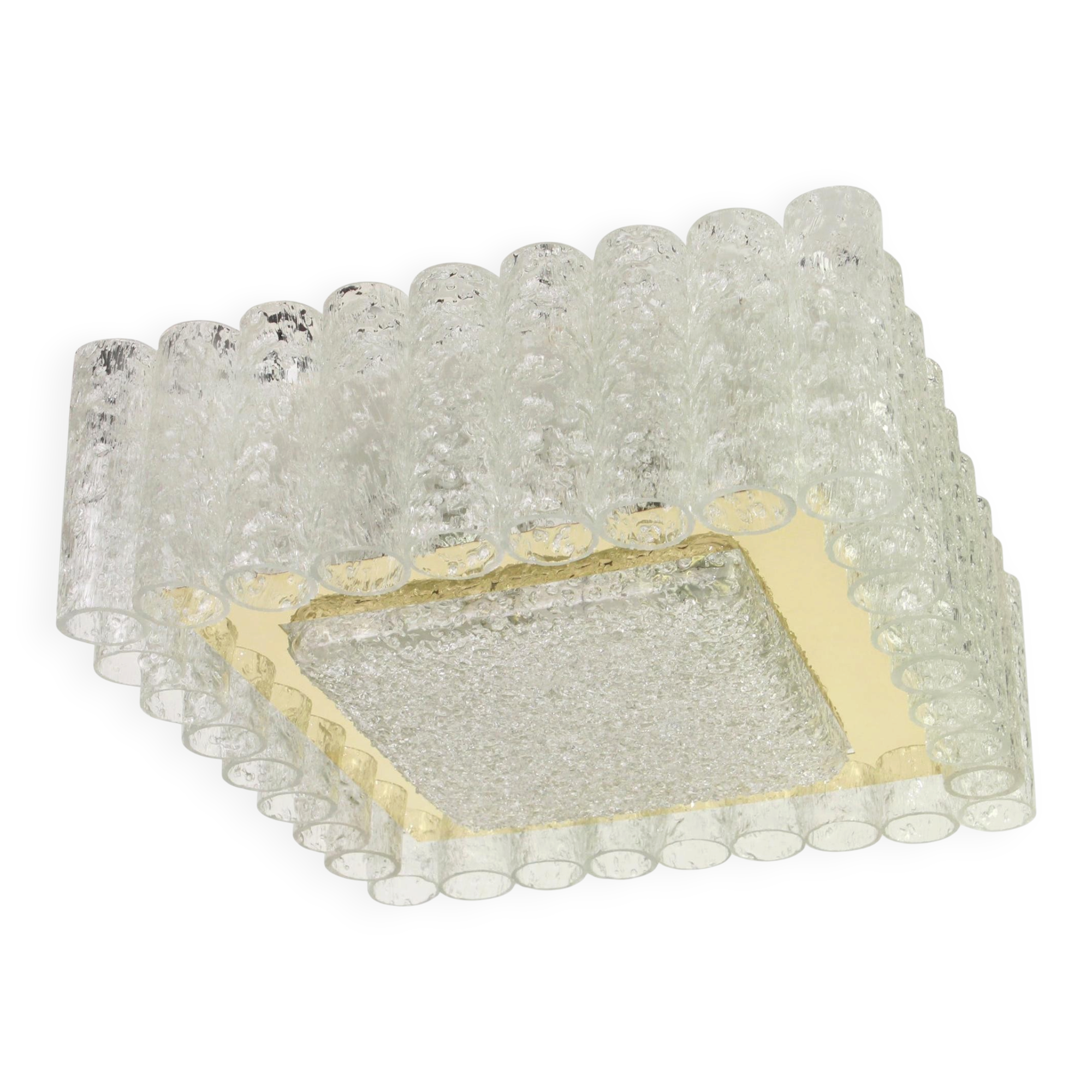 1 of the 3 superb Murano glass ice tubes ceiling lights by Doria, Germany, 1960s.