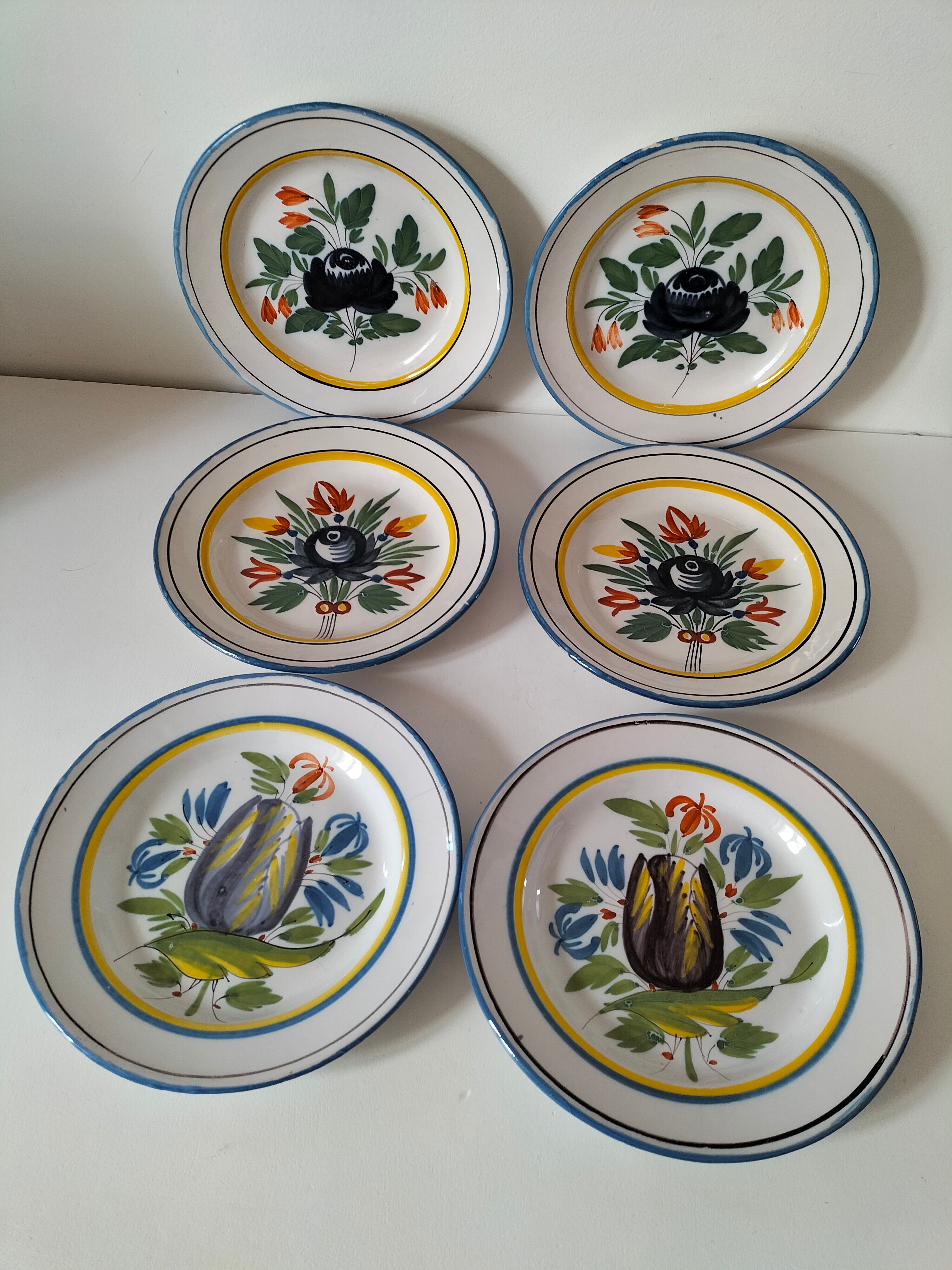 6 earthenware plates from the East - vintage 1960s