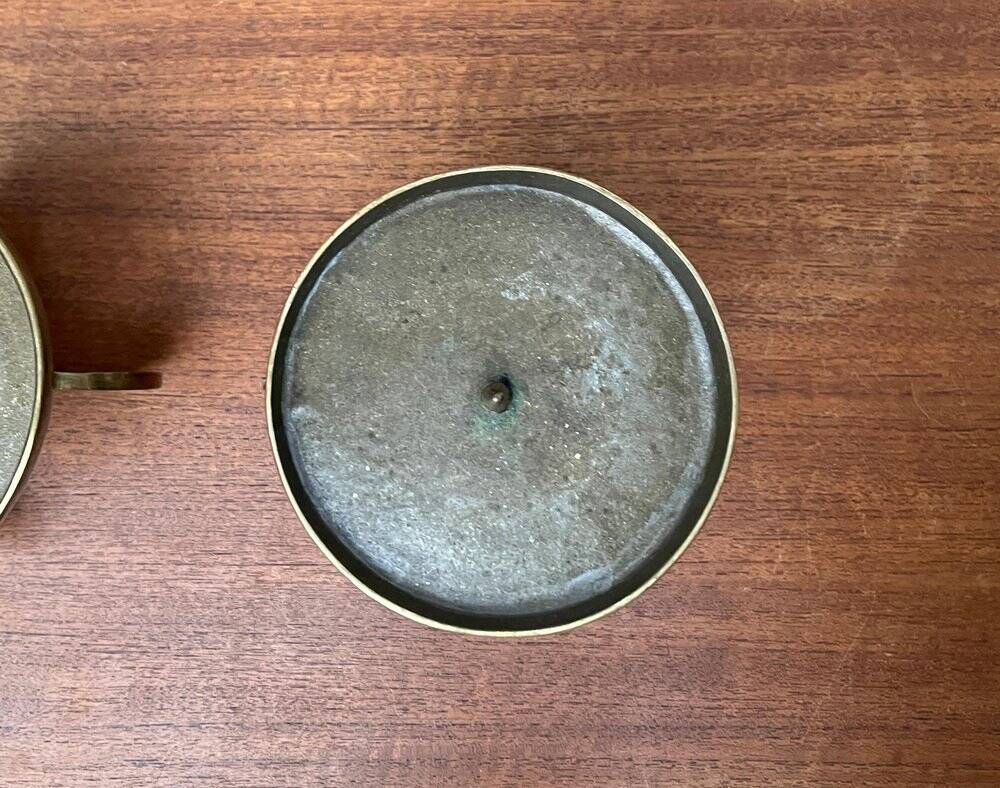 Vintage brutalist metal candle holders, 1970s, set of 2