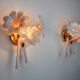 Paire d'appliques fleurs de lys roses, verre de murano, Italie, 1970