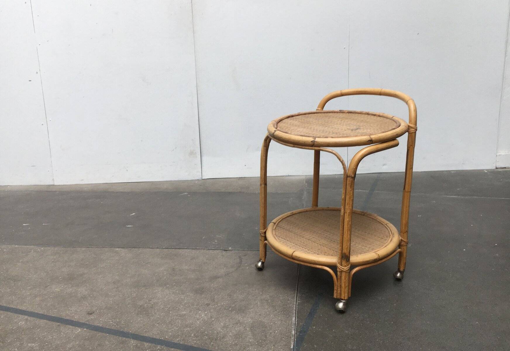 Vintage service dessert in Italian rattan and bamboo by Dal Vera.
