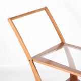 Wooden and glass serving trolley