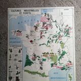 Ancienne carte scolaire MDI : France « Cultures industrielles et forêts »
