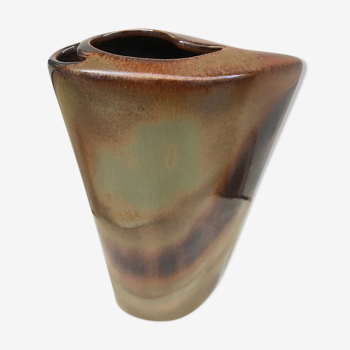 Free-form enamelled sandstone vase, circa 70/80
