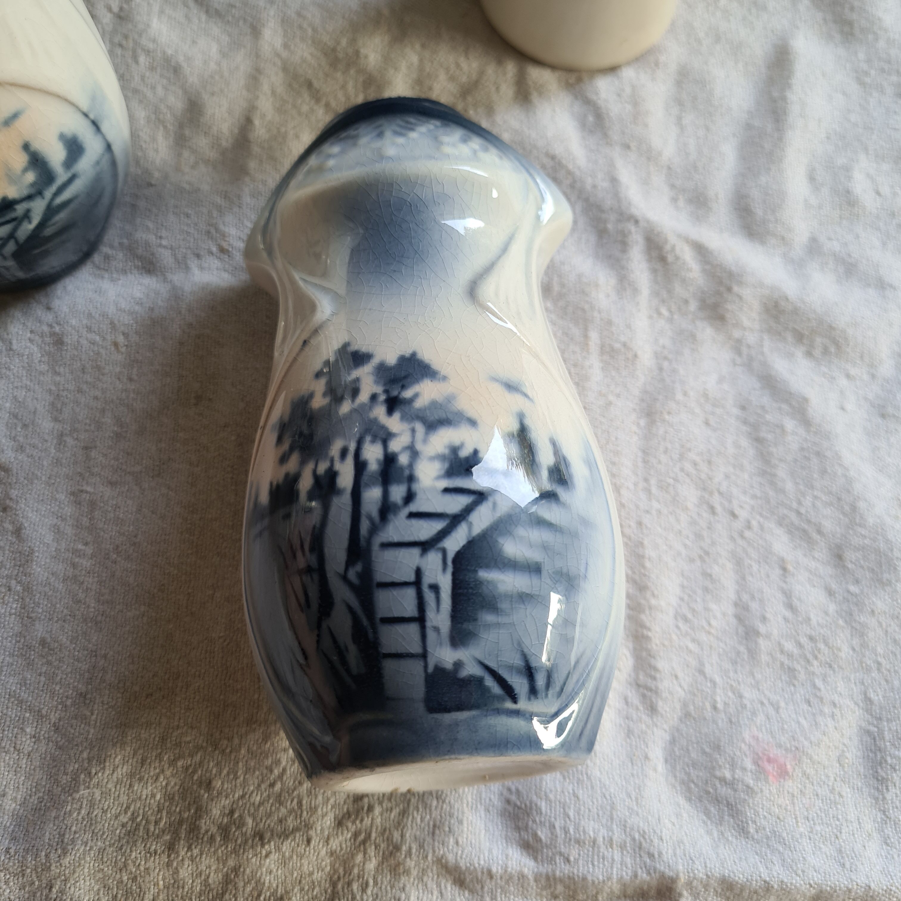 Pair of small Art Nouveau vases from Northern faience with blue decoration