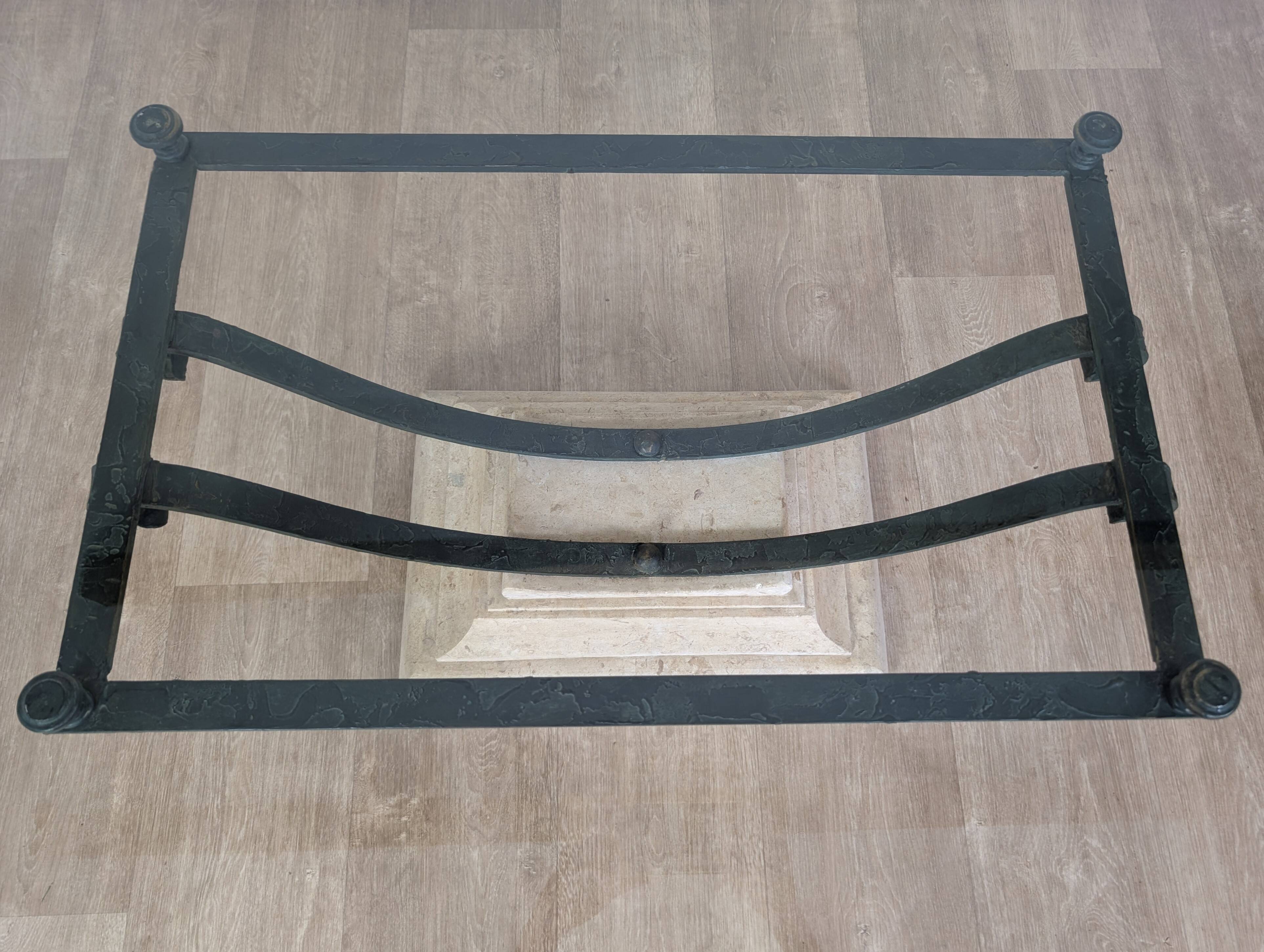 Wrought iron and glass coffee table