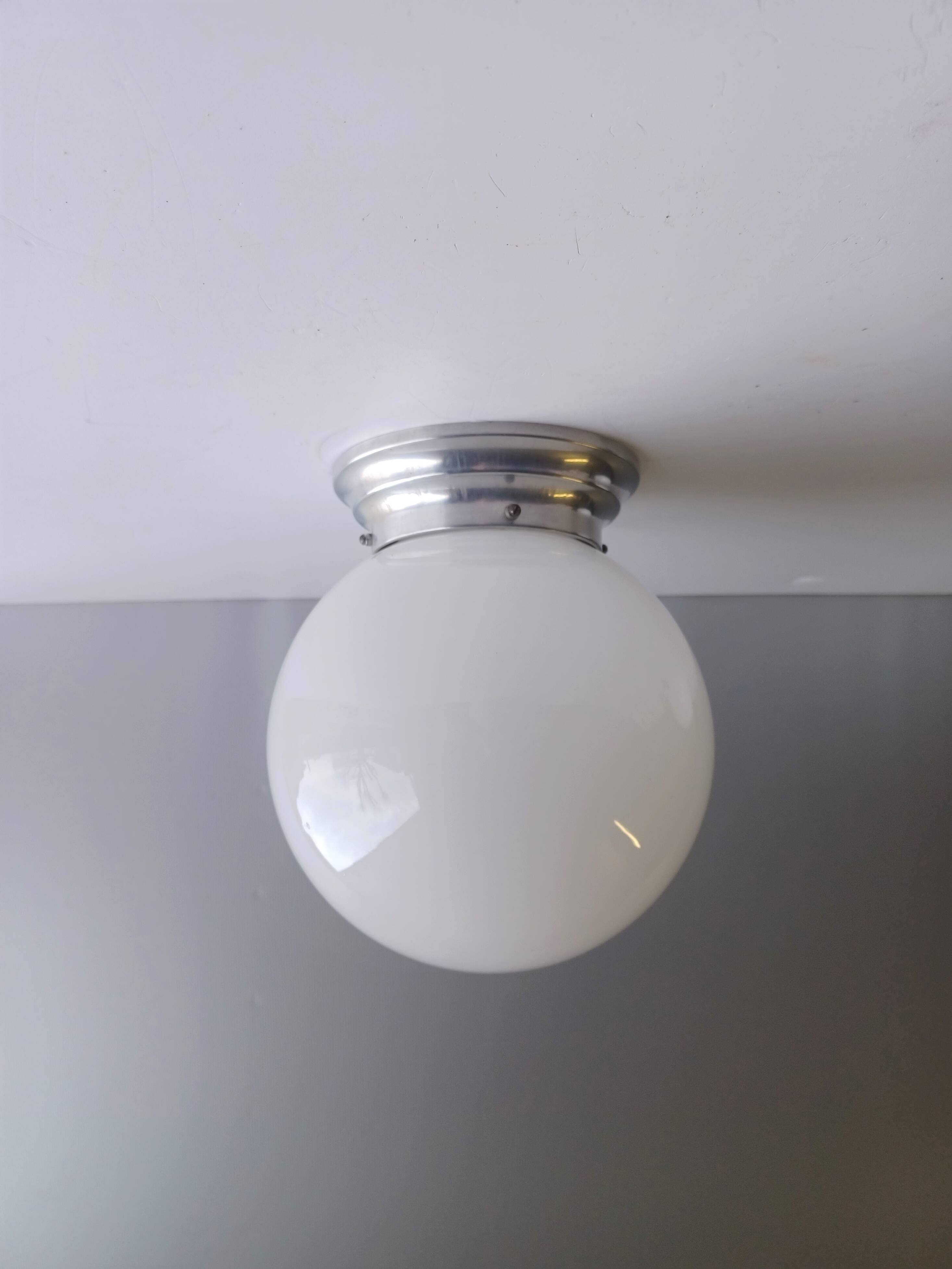 Opaline Globe Ceiling Light - Brasserie Type - 1950