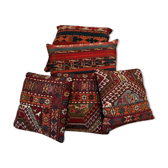 Lot de 5 Coussins en Kilim anciens