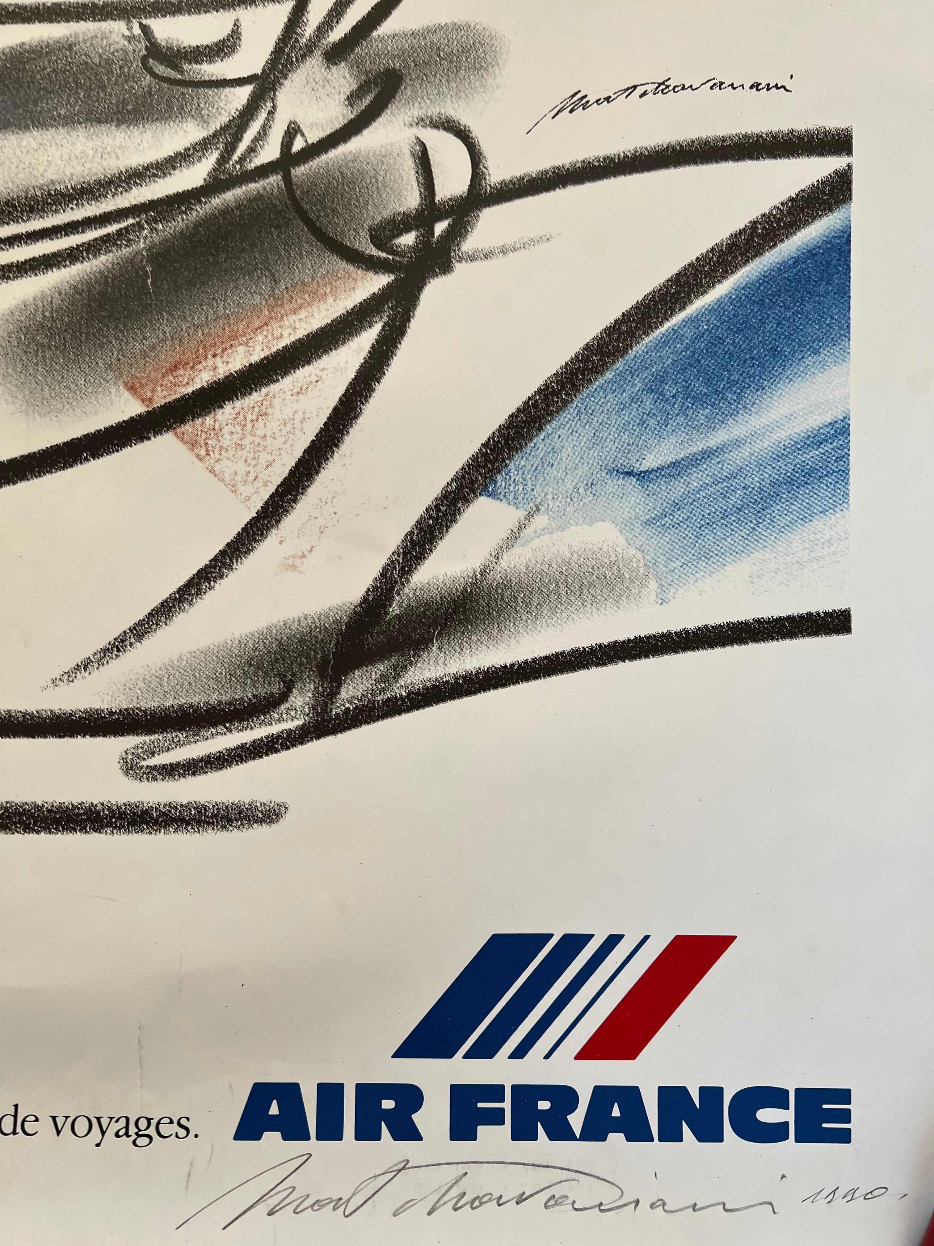 Signed; air france orly new-york poster henri matchavariani (vogue illustrator) 1992