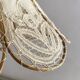 Antique hanging lampshade in rattan and openwork embroidered fabric