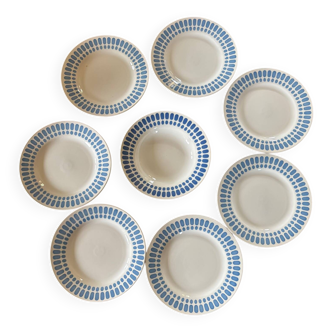Ensemble de 7 assiettes plates et une assiette creuse Digoin Sarreguemines
