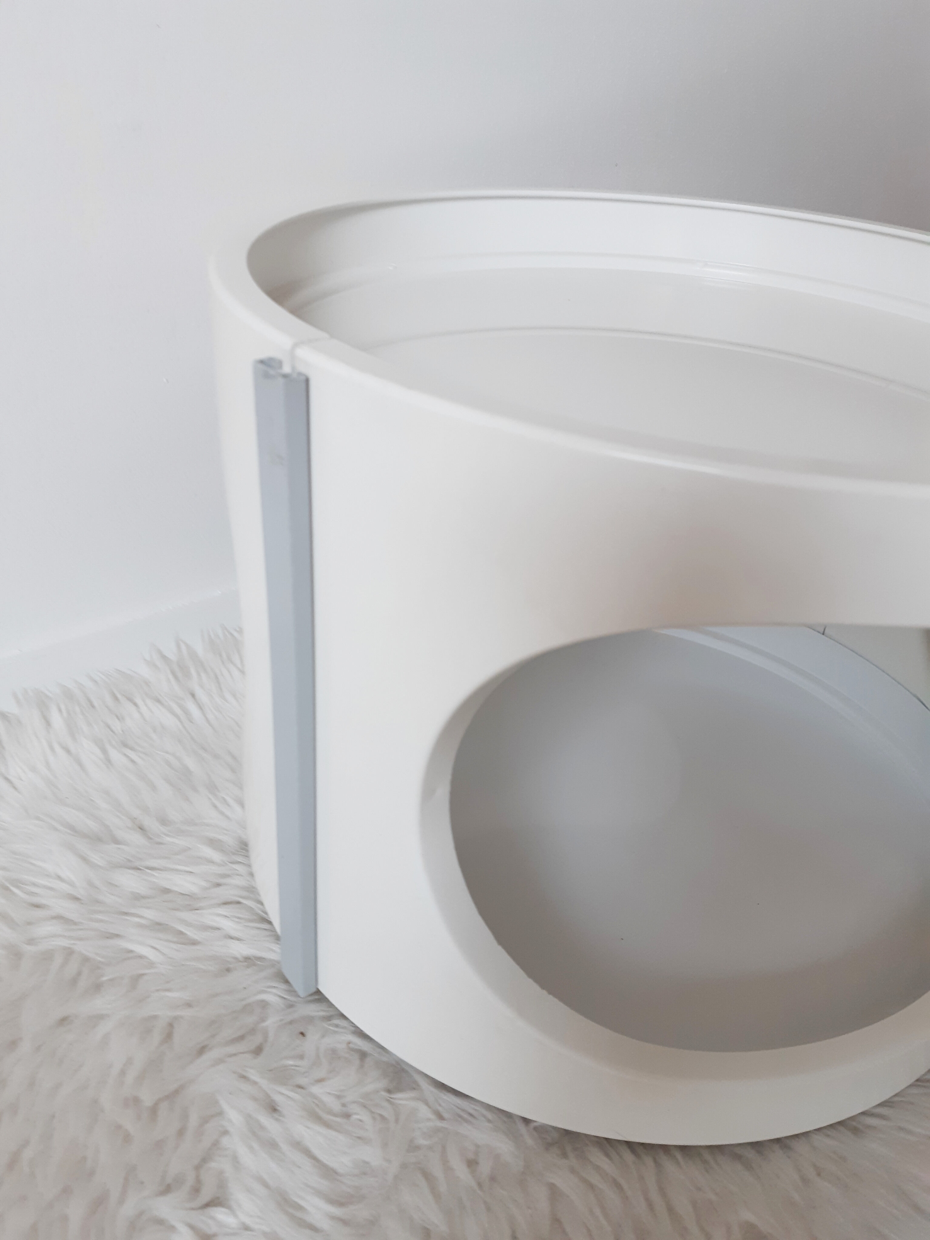 Vintage bar table, white plastic, round table, 70s