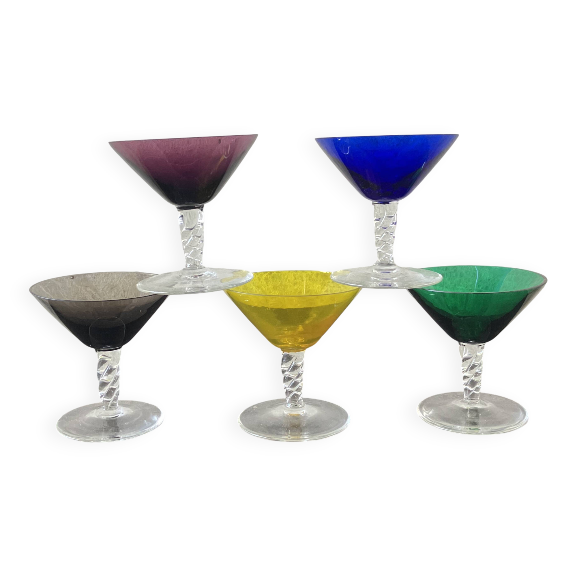 vintage 1970s martini glass set