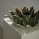 Wall lamp or decorative wall sculpture in ceramic in the shape of a sun, mid-20th century, 1960.