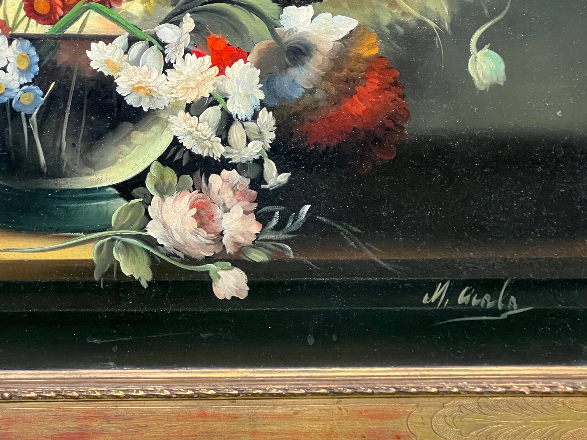 Michele Cicala (1939-1975). Still life signed with flowers in the classic Flemish technique.