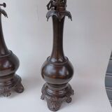Paire de lampes à huile en bronze d'époque Napoléon III.