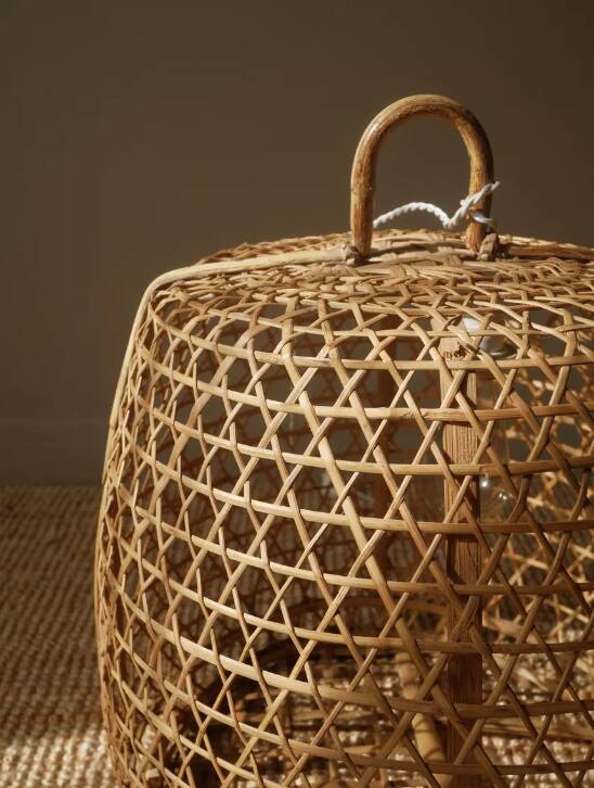 Vintage handmade Scandinavian bohemian country rooster cage lamp