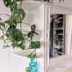 Vintage wooden and wicker shelf