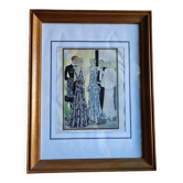 Fashion illustration frame by Lucien Lelong, 1940-50