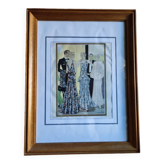 Fashion illustration frame by Lucien Lelong, 1940-50