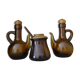 Oil, wine and moutardier smoked glass and wood