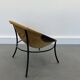 Italian Tan Suede and Black Leather Saucer Chair