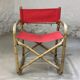 Lot of 4 chairs in rattan and red fabric, folding, 1960s