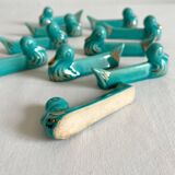 10 vintage duck blue ceramic knife holders from the 50s
