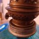 Former oil lamp foot metal silver blue glass