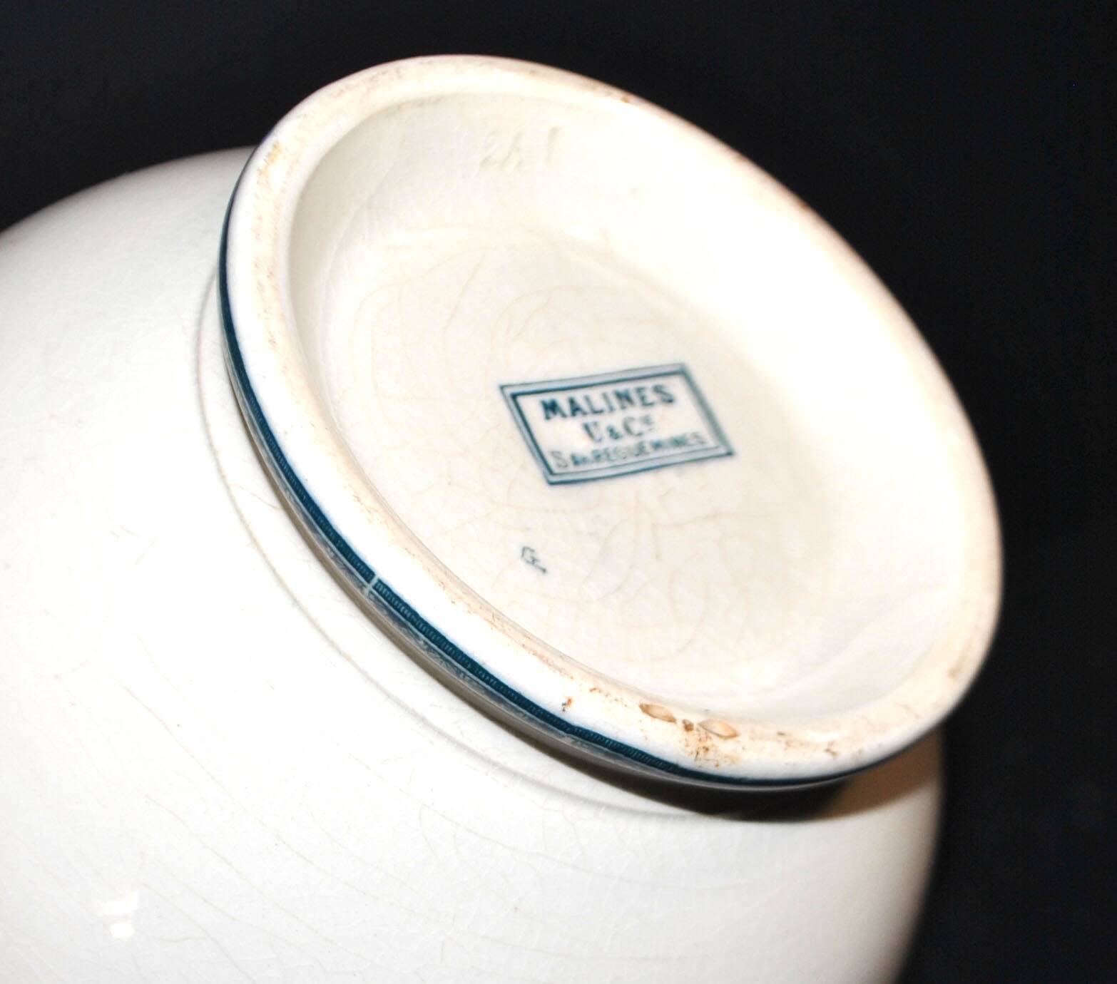 Vase, pichet Malines en faïence fleuri bleue Sarreguemines U&C