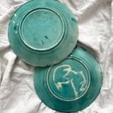 2 assiettes en barbotine oiseaux Onnaing, fin XIXème