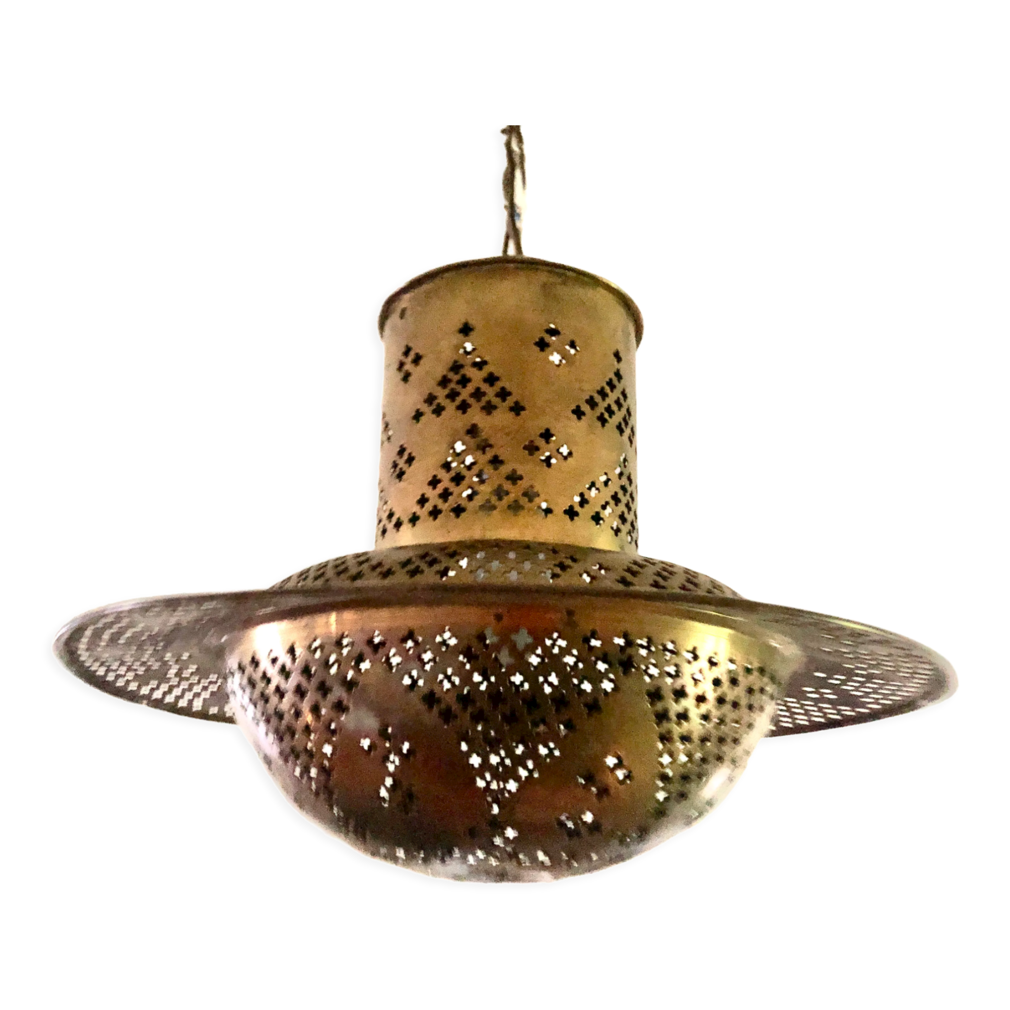 Perforated gilded metal lantern