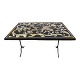 20th Century Italian Handmade Wrought Iron Coffee Table Frame Inlaid Marble