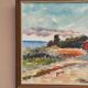 Original Swedish Oil on Canvas - 'Beach House in a Grove' by Carl Köhler - Signed - Vintage and Framed - 38 × 30 cm