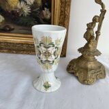 Vintage small vase stylized floral pattern porcelain ouragan ulysse paris, 1970s, france