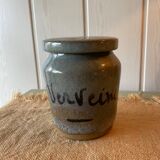 Enameled stoneware pot signed