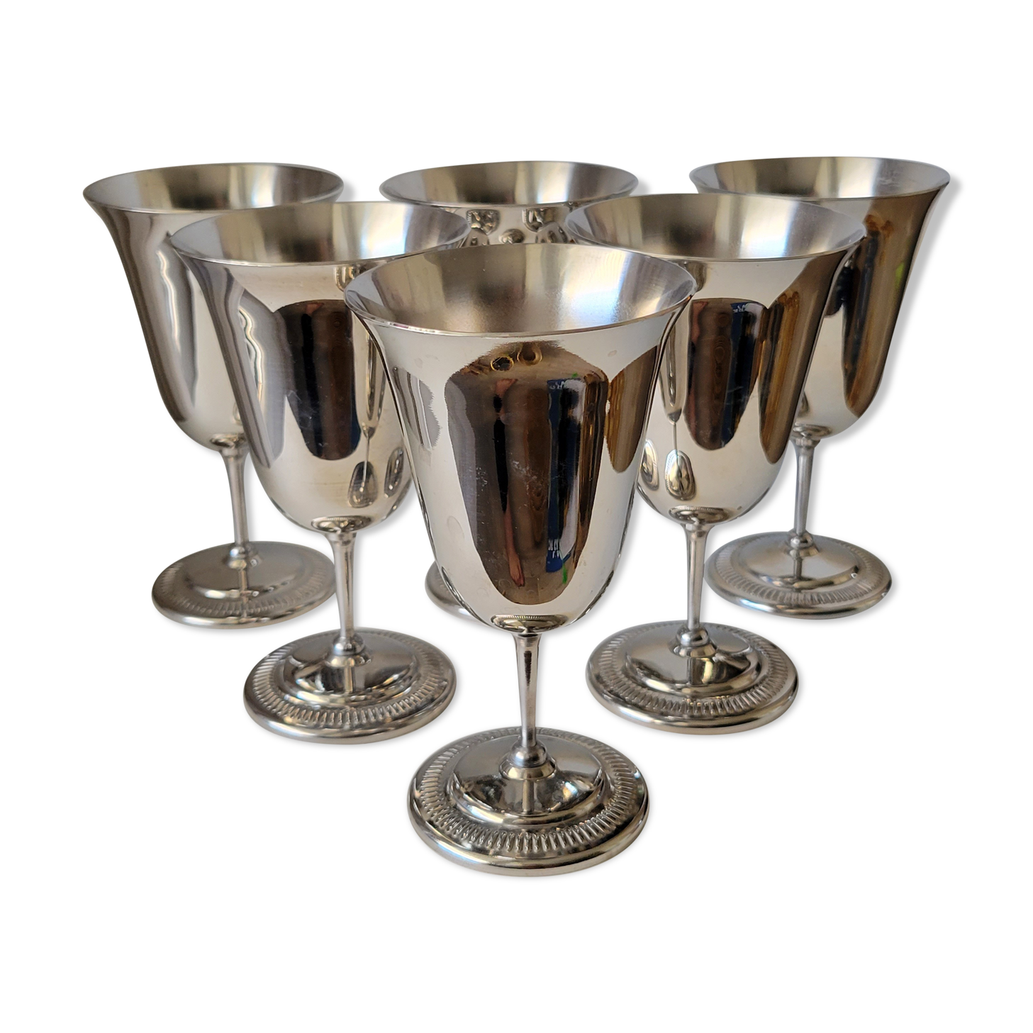 6 silver metal wine cups