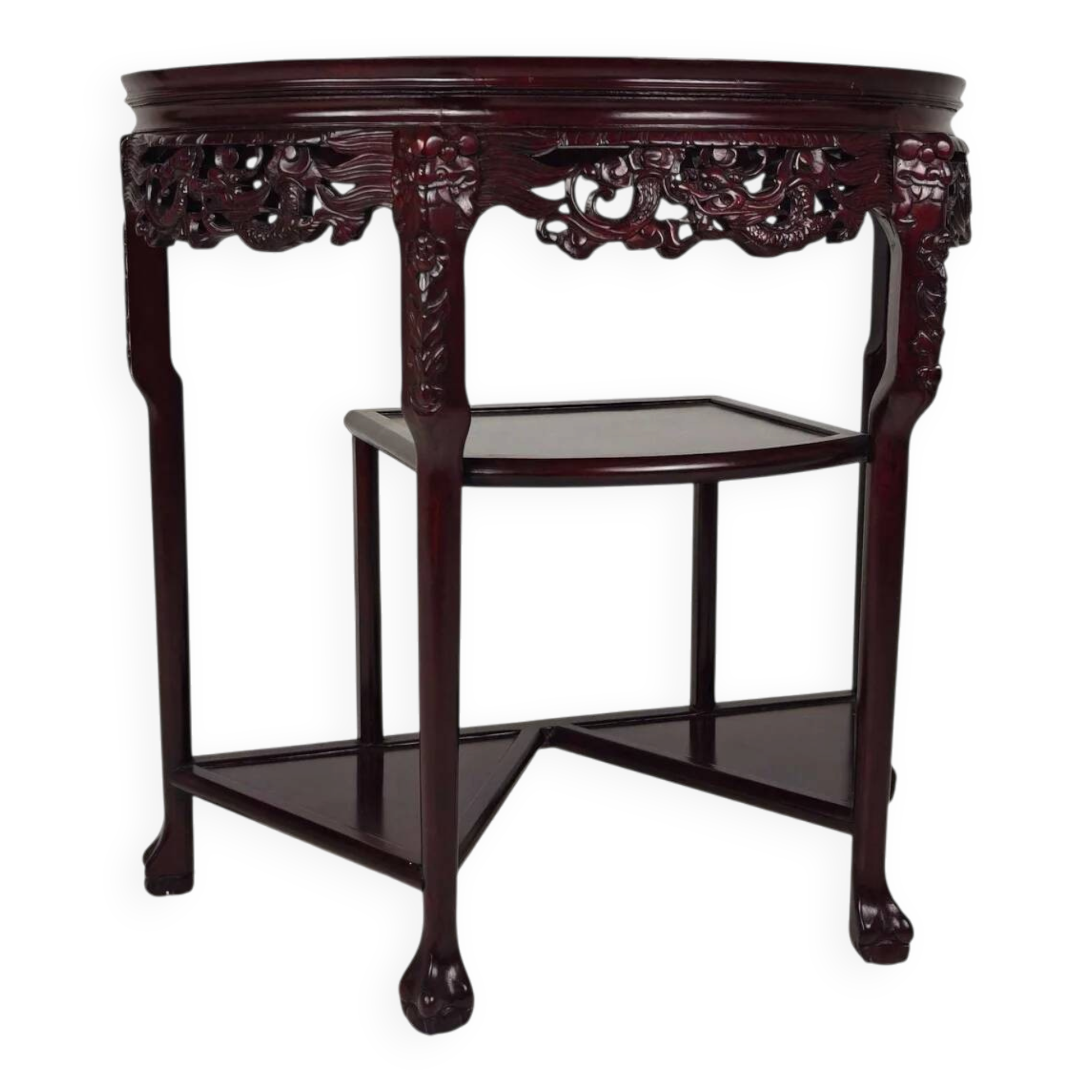 Vintage Chinese hardwood console / side table with marble top