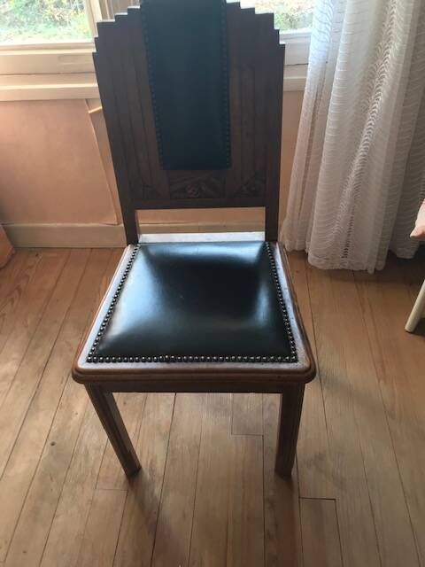 Set of 5 Art Deco chairs + one with a broken leg.
