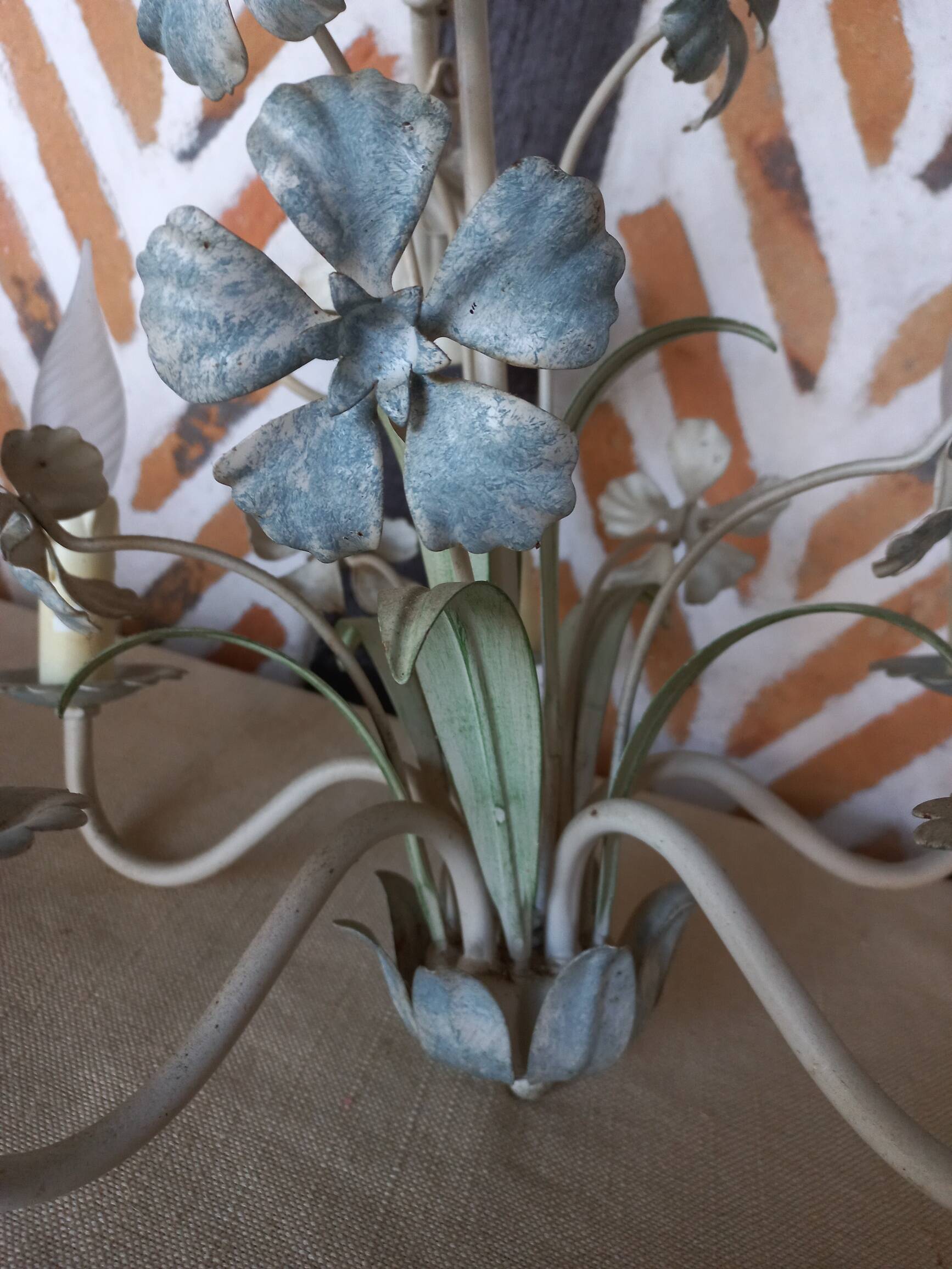 Polychrome metal flower chandelier