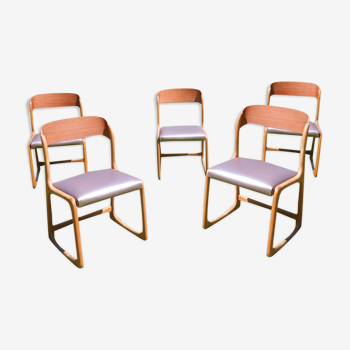 Lot de 5 chaises Baumann traîneau