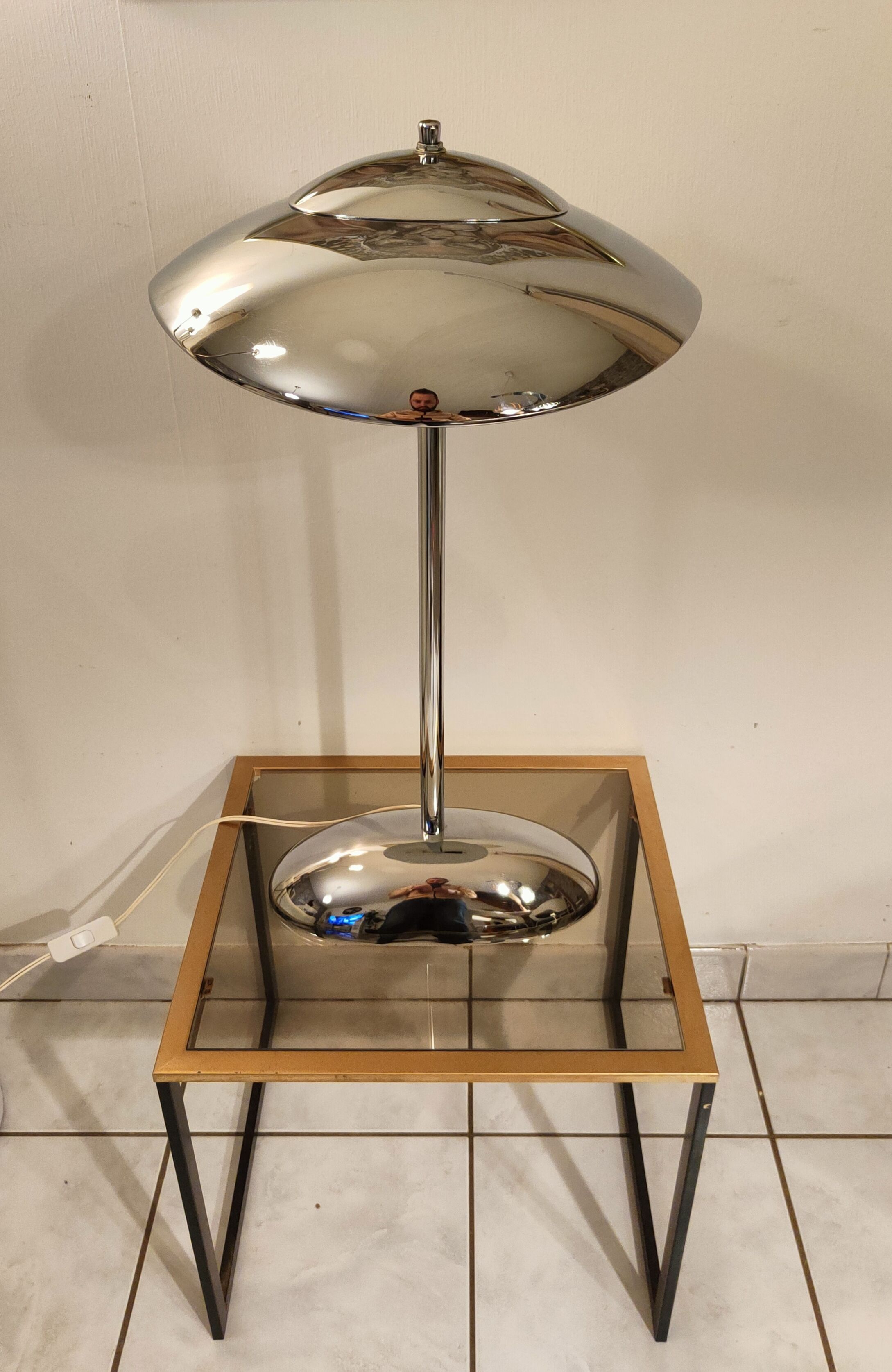 Vintage chrome mushroom lamp 1970 to 1980