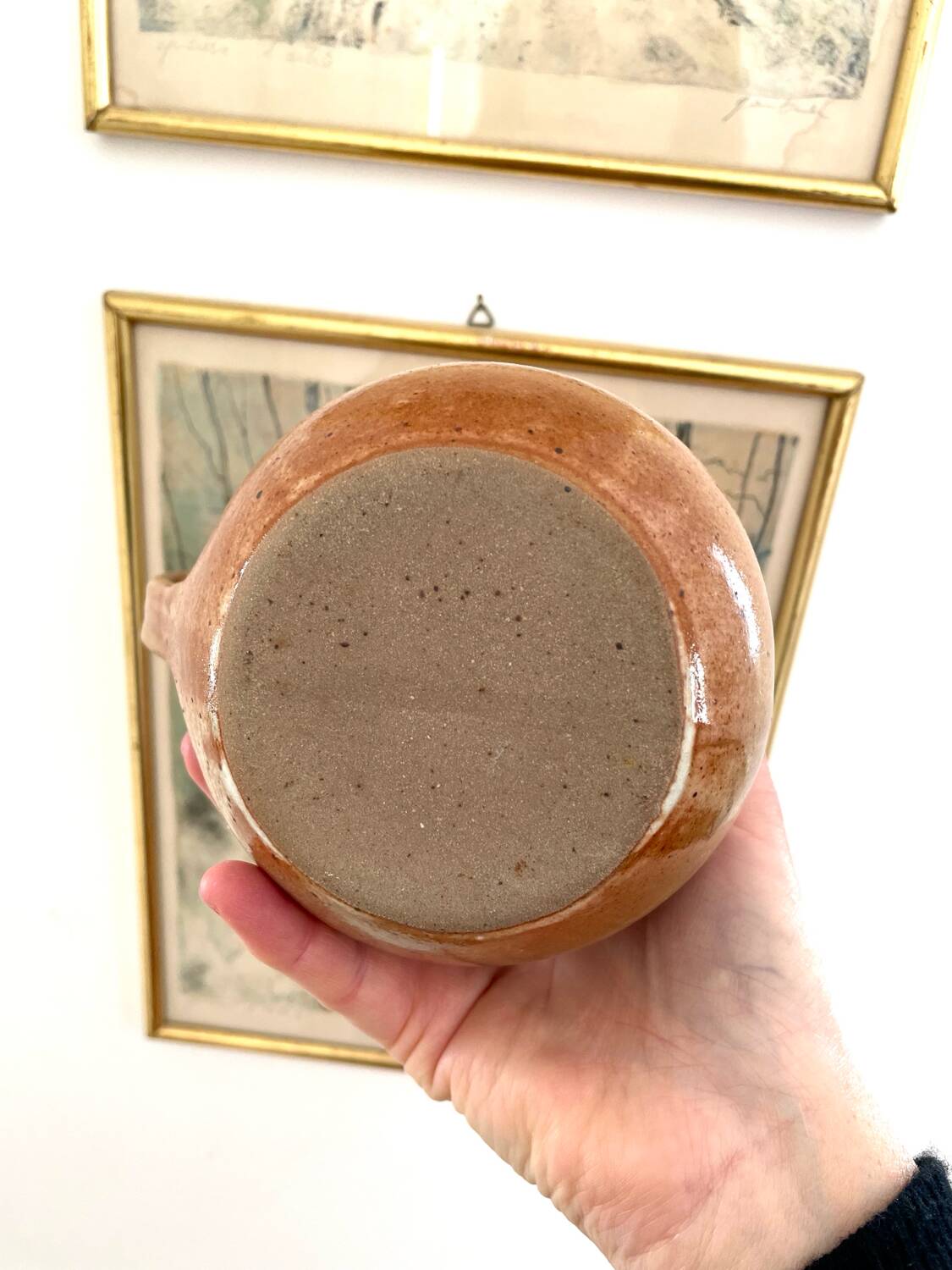 Vintage pink stoneware pitcher