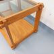 Vintage rectangular coffee table in pine and smoked glass from the 70s and 80s.